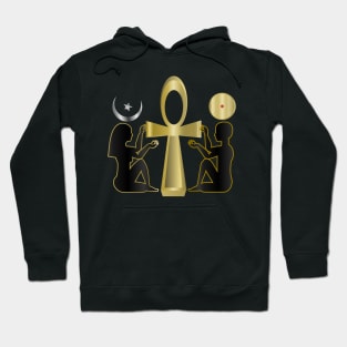 Male Female Gold Ankh - Black Hoodie